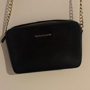 Michael Kors Black Crossbody with Gold Chain Strap